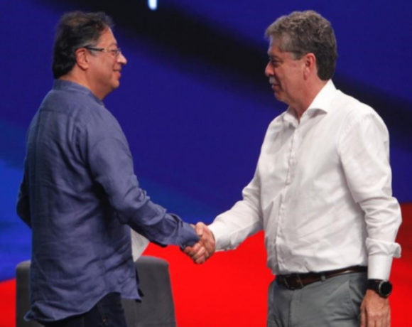 Colombia President Gustavo Petro (left), ANDI President Bruce MacMaster